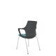 Black Perforated Back Chair With Integrated Arms, Upholstered Seat And Chrome 4 Leg Frame
